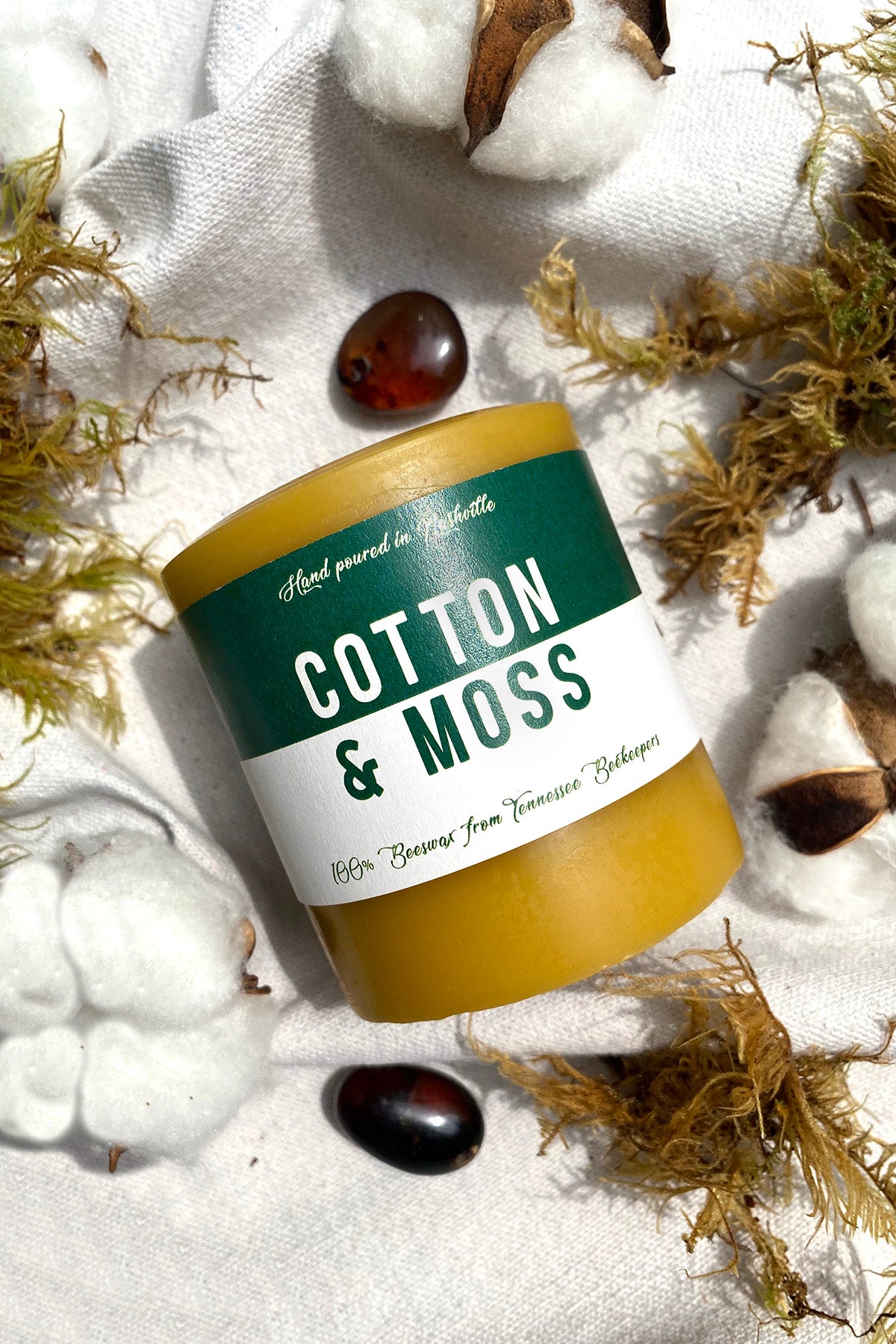 Cotton Moss Amber Beeswax Candle